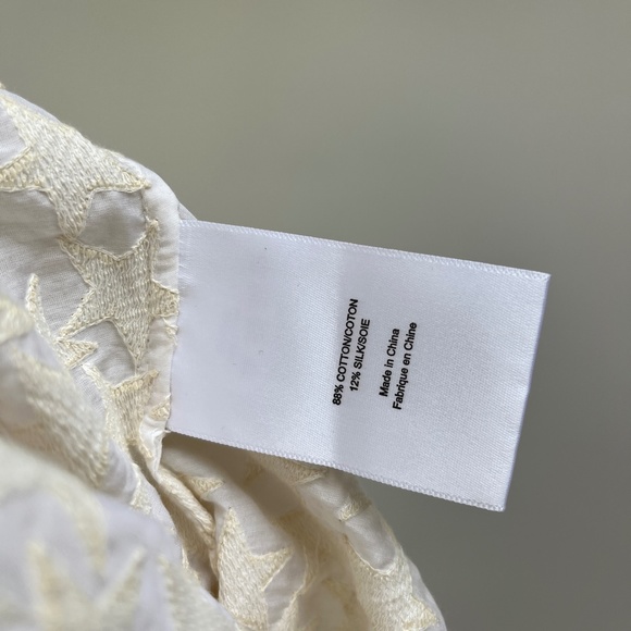 TORY BURCH Women's Shirt 0 Small Blouse Embroidered Stars cream L/S Top GG23 - Picture 6 of 6